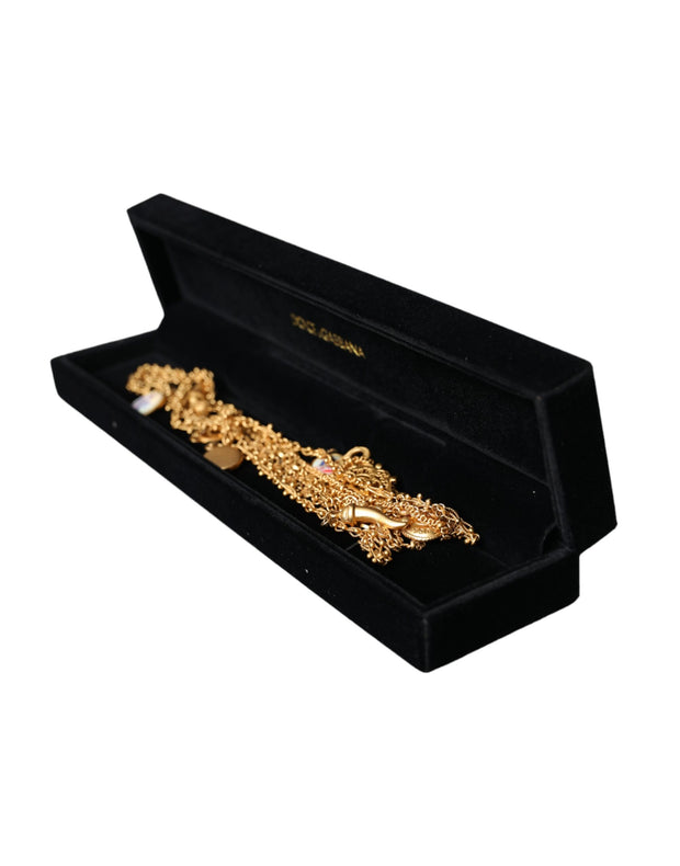 Gold Tone Chain Brass Charm Statement Sicily Necklace Dolce & Gabbana