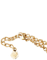 Gold Brass Chain Sacred Heart Crystal Charm Necklace Dolce & Gabbana