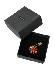 Gold Brass Floral Crystal Jewelry Brooch Pin Dolce & Gabbana