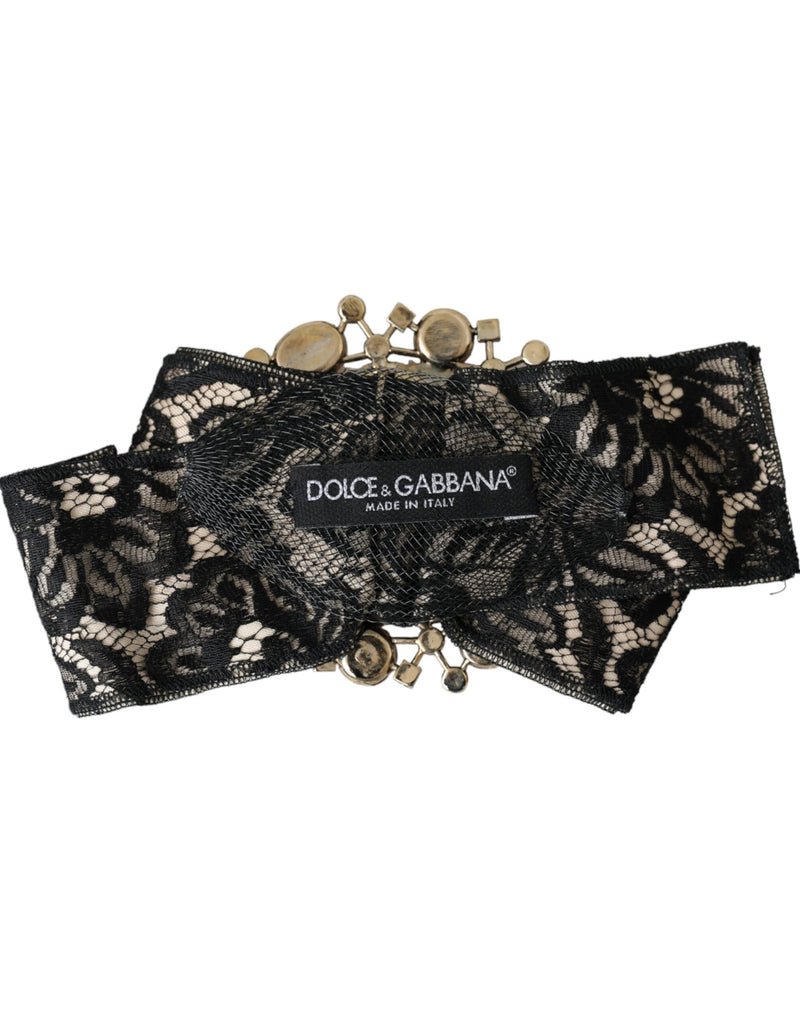 Black Lace Crystal Handmade Brooch Hair Pin Dolce & Gabbana