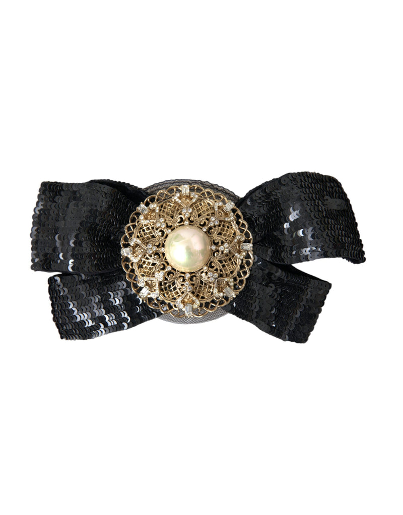 Black Sequin Pearl Handmade Brooch Hair Pin Dolce & Gabbana