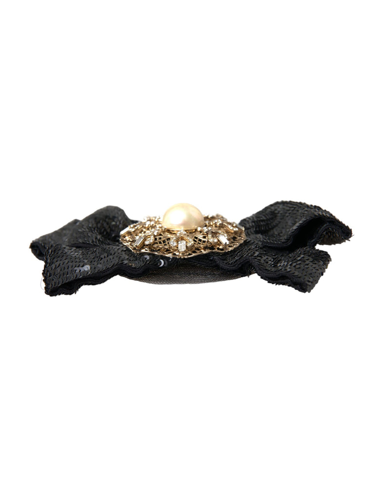 Black Sequin Pearl Handmade Brooch Hair Pin Dolce & Gabbana