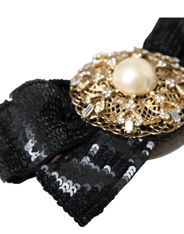 Black Sequin Pearl Handmade Brooch Hair Pin Dolce & Gabbana