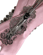 Pink Satin Crystal Jewelry Brooch Hair Pin Dolce & Gabbana