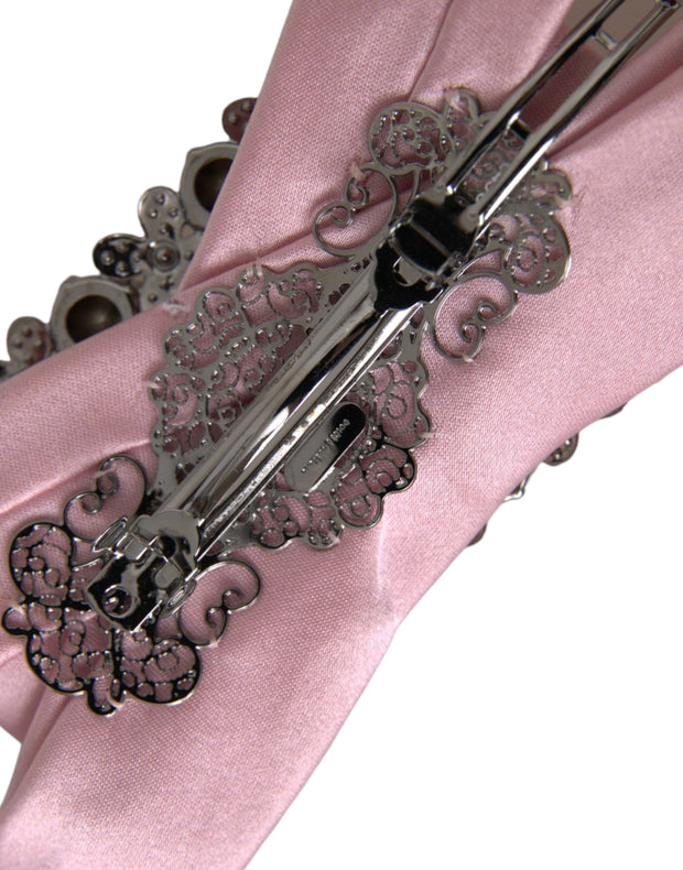 Pink Satin Crystal Jewelry Brooch Hair Pin Dolce & Gabbana