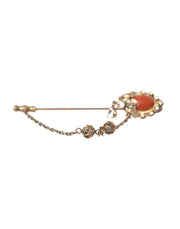 Gold Brass Crystal Chain 925 Sterling Silver Pin Brooch Dolce & Gabbana