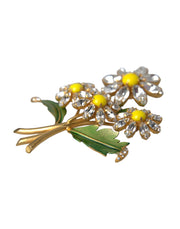 Gold Yellow Green Filigree Flower Crystals Brooch Pin Dolce & Gabbana