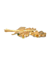 Gold Yellow Green Filigree Flower Crystals Brooch Pin Dolce & Gabbana