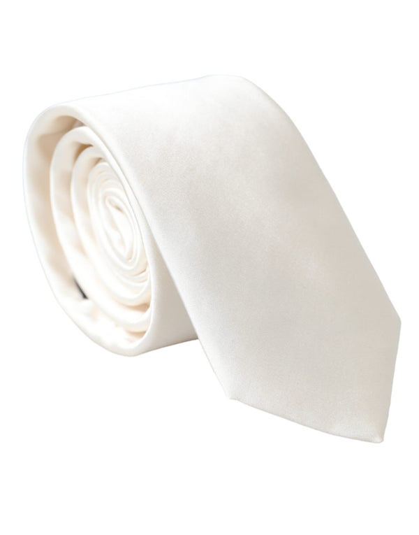 White Solid 100% Silk Adjustable Tie Dolce & Gabbana