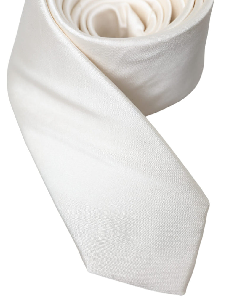 White Solid 100% Silk Adjustable Tie Dolce & Gabbana