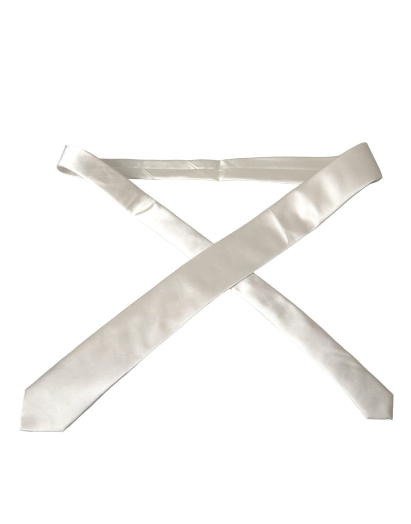 White Solid 100% Silk Adjustable Tie Dolce & Gabbana