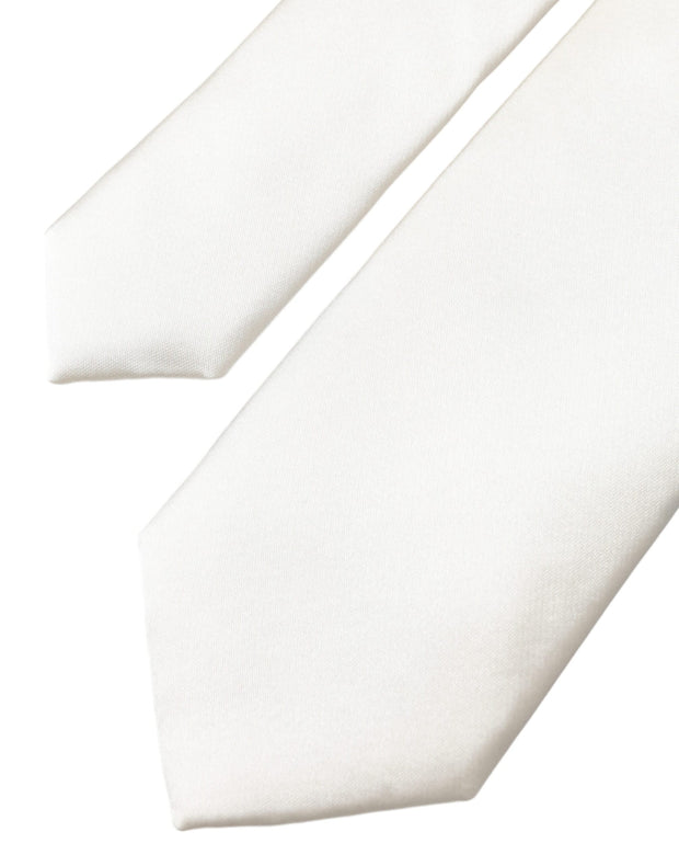 White Solid 100% Silk Adjustable Tie Dolce & Gabbana