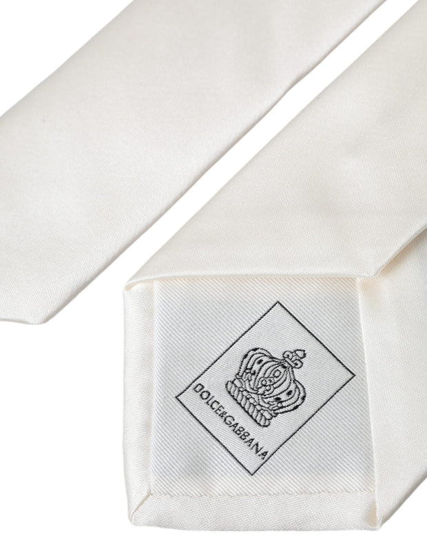 White Solid 100% Silk Adjustable Tie Dolce & Gabbana