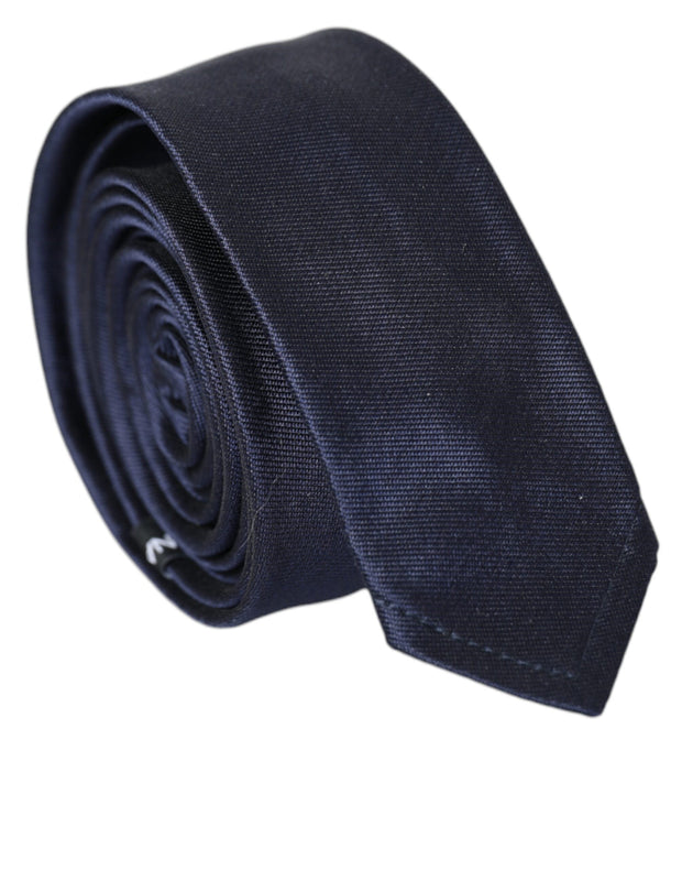 Blue Solid Silk Adjustable Tie Men Dolce & Gabbana