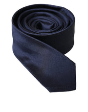 Blue Solid Silk Adjustable Tie Men Dolce & Gabbana