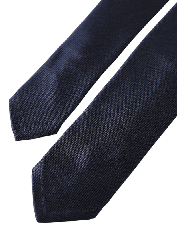 Blue Solid Silk Adjustable Tie Men Dolce & Gabbana