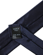 Blue Solid Silk Adjustable Tie Men Dolce & Gabbana