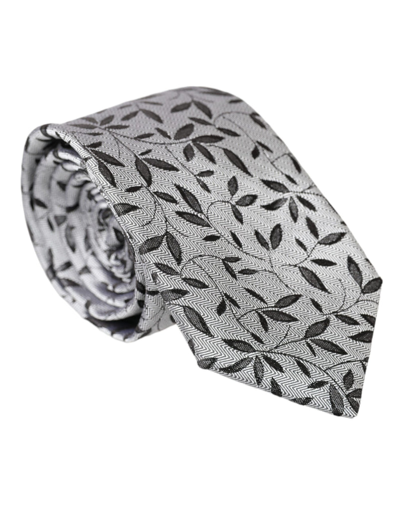 Gray Leaves 100% Silk Adjustable Tie Dolce & Gabbana