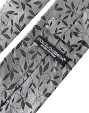 Gray Leaves 100% Silk Adjustable Tie Dolce & Gabbana