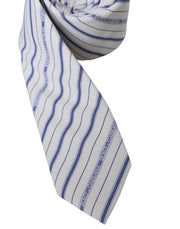 White Blue Stripes Silk Adjustable Tie Dolce & Gabbana