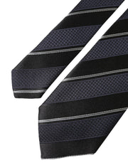 Black White Stripes Silk Adjustable Tie Dolce & Gabbana