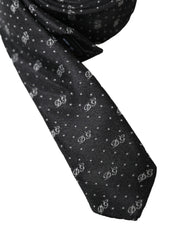 Black DG Logo 100% Silk Adjustable Tie Dolce & Gabbana