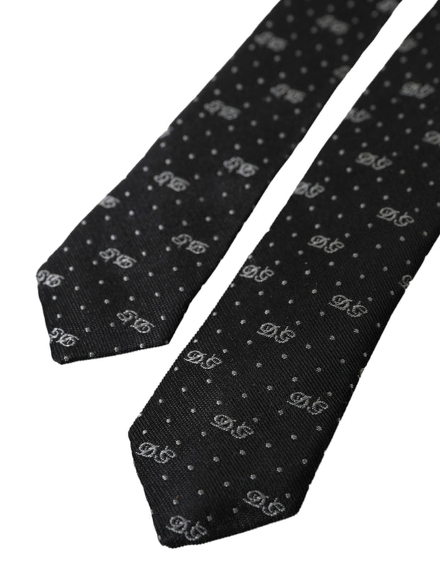 Black DG Logo 100% Silk Adjustable Tie Dolce & Gabbana