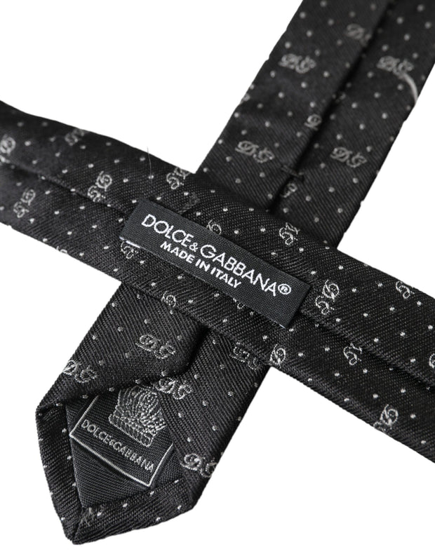 Black DG Logo 100% Silk Adjustable Tie Dolce & Gabbana