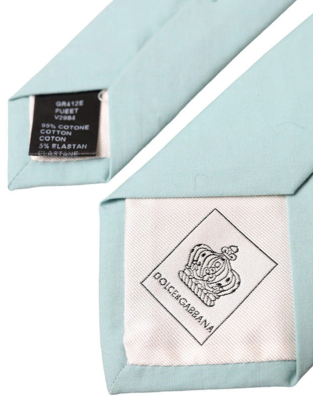 Mint Green Cotton Adjustable Tie Men Dolce & Gabbana