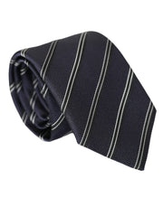 Black White Stripes Silk Adjustable Tie Dolce & Gabbana