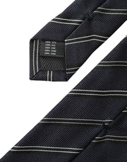 Black White Stripes Silk Adjustable Tie Dolce & Gabbana