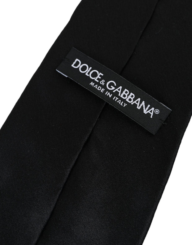 Black Solid Silk Adjustable Tie Men Dolce & Gabbana