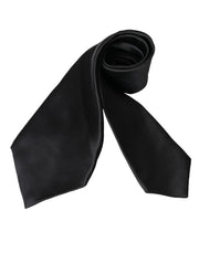 Black Solid Silk Adjustable Tie Men Dolce & Gabbana