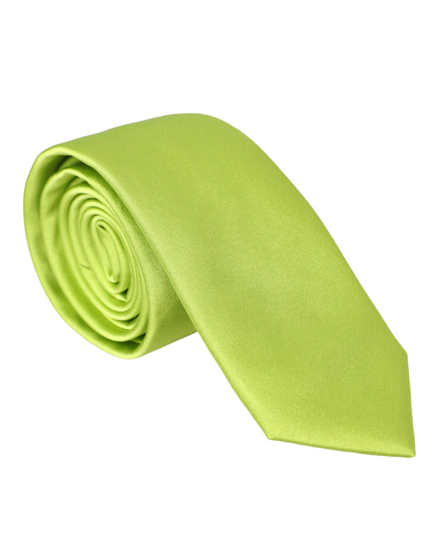 Green Solid Silk Adjustable Tie Men Dolce & Gabbana