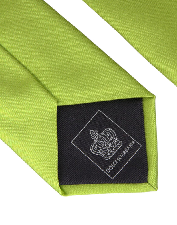 Green Solid Silk Adjustable Tie Men Dolce & Gabbana