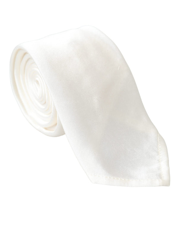 White Silk Blend Adjustable Tie Men Dolce & Gabbana