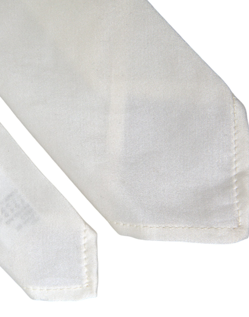 White Silk Blend Adjustable Tie Men Dolce & Gabbana