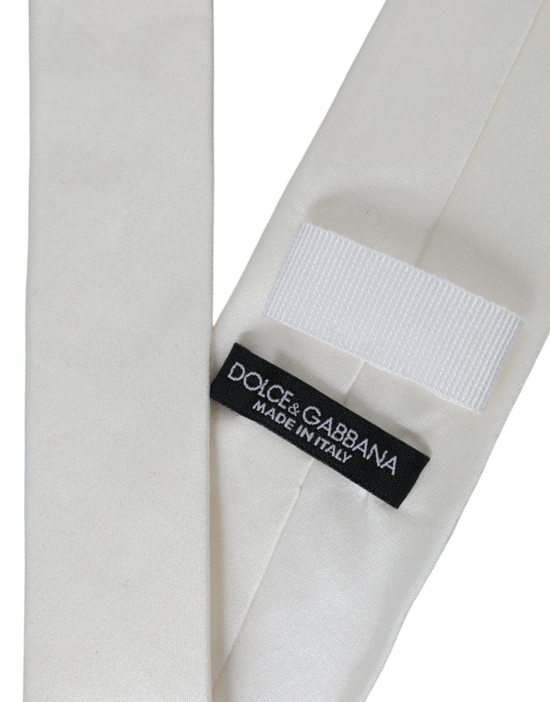 White Silk Blend Adjustable Tie Men Dolce & Gabbana