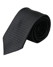 Black STAFF Patterned Cotton Adjustable Men Tie Dolce & Gabbana