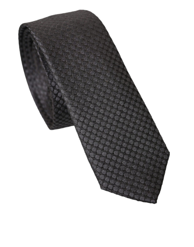 Black Patterned 100% Silk Adjustable Men Tie Dolce & Gabbana