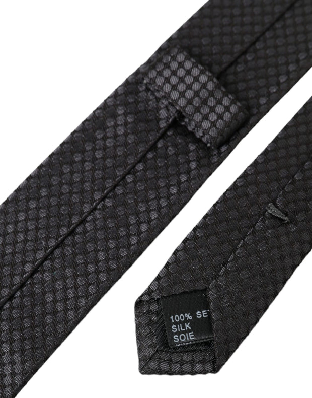 Black Patterned 100% Silk Adjustable Men Tie Dolce & Gabbana