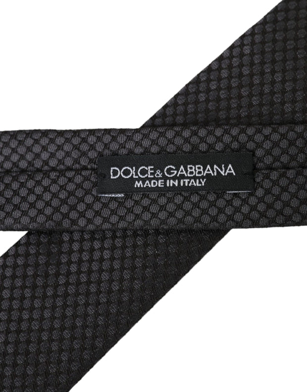 Black Patterned 100% Silk Adjustable Men Tie Dolce & Gabbana