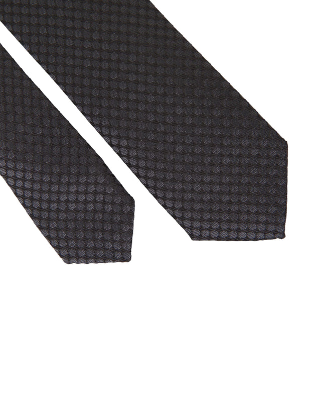 Black Patterned 100% Silk Adjustable Men Tie Dolce & Gabbana