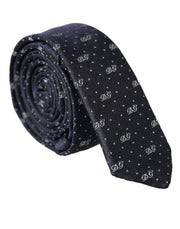 Blue DG Logo 100% Silk Adjustable Tie Dolce & Gabbana