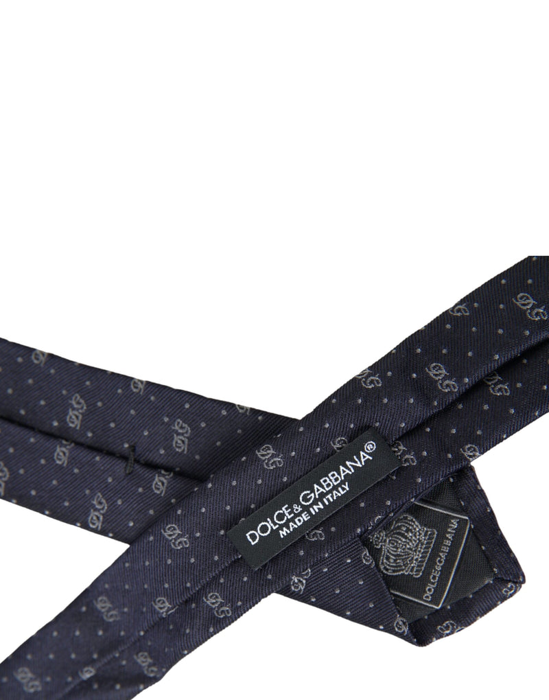 Blue DG Logo 100% Silk Adjustable Tie Dolce & Gabbana