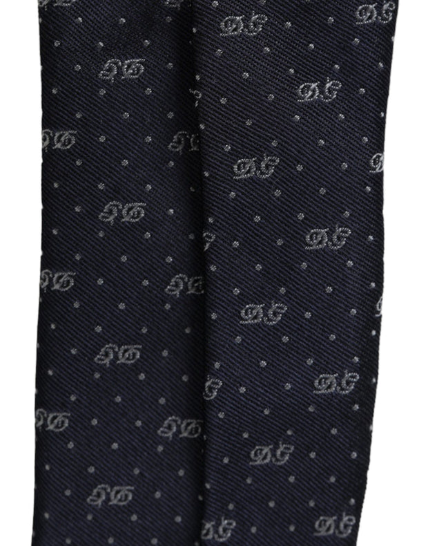 Blue DG Logo 100% Silk Adjustable Tie Dolce & Gabbana