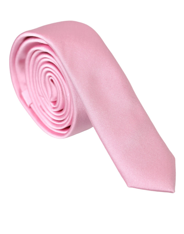 Pink Solid Silk Adjustable Tie Men Dolce & Gabbana