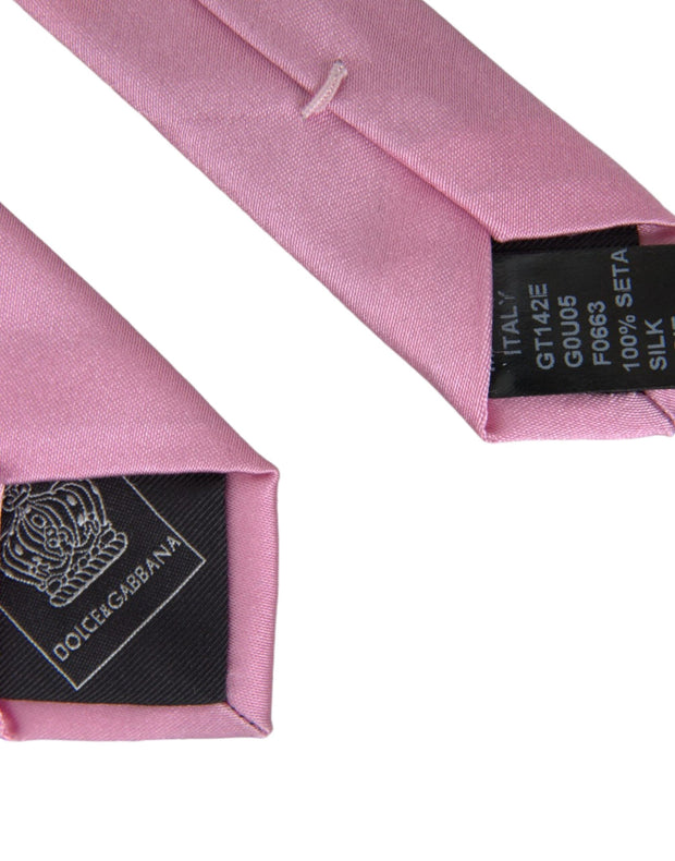 Pink Solid Silk Adjustable Tie Men Dolce & Gabbana