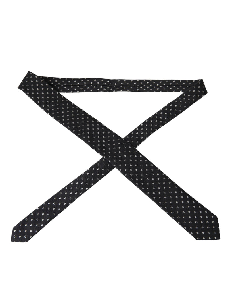 Black Logo Cotton Blend Adjustable Tie Dolce & Gabbana