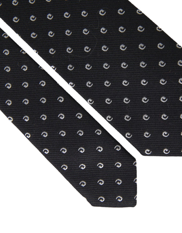 Black Logo Cotton Blend Adjustable Tie Dolce & Gabbana